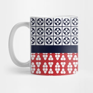 Japanese Style Ethnic Quilt Blue and Red Mug